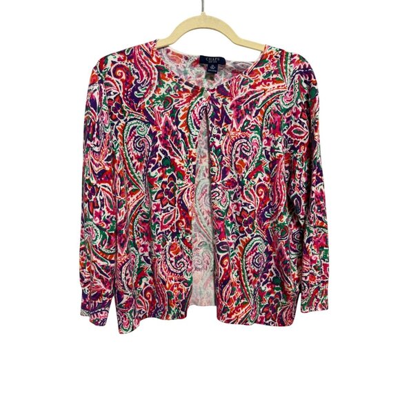 Chaps Womens XL Paisley Cotton Cardigan Sweater - Picture 1 of 5